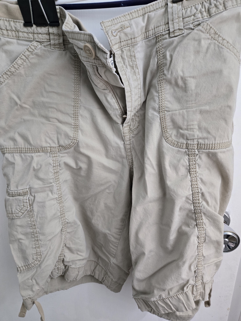 Beige Cargo Shorts with Utility Pockets